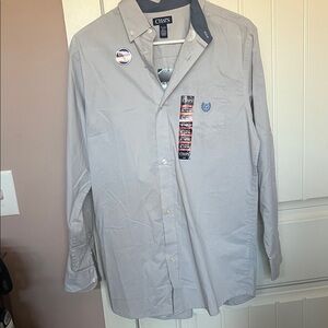 Chaps Boy’s Light Gray Casual Button-Down Shirt Size XL (18-20) NEW with Tags